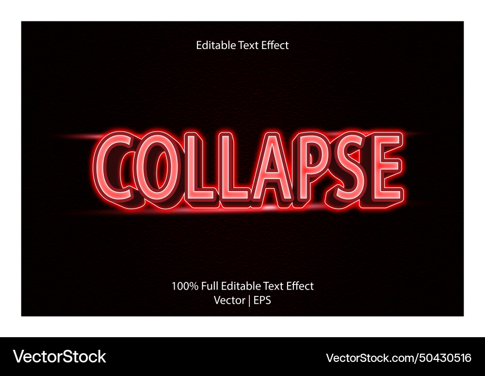 Collapse editable text effect 3 dimension emboss vector image