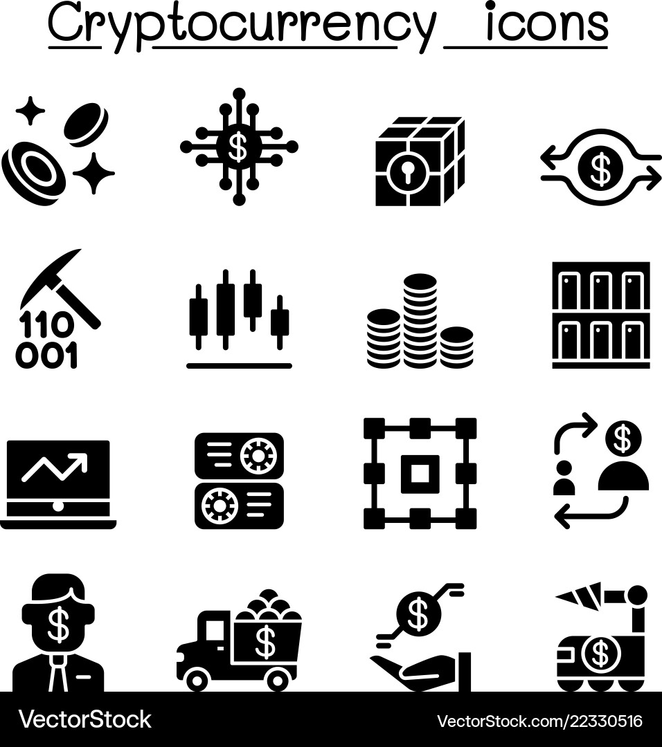 Cryptocurrency icons set – Royalty-Free Vector | VectorStock