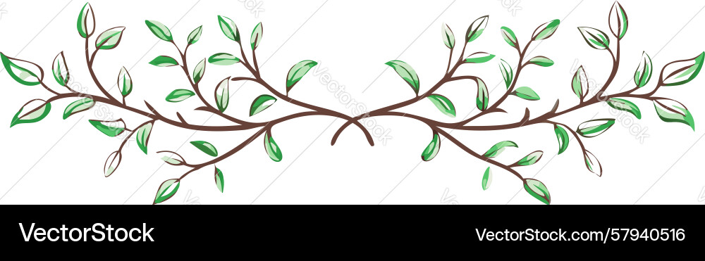 Delicate Twig & Leaf Border Vector Image