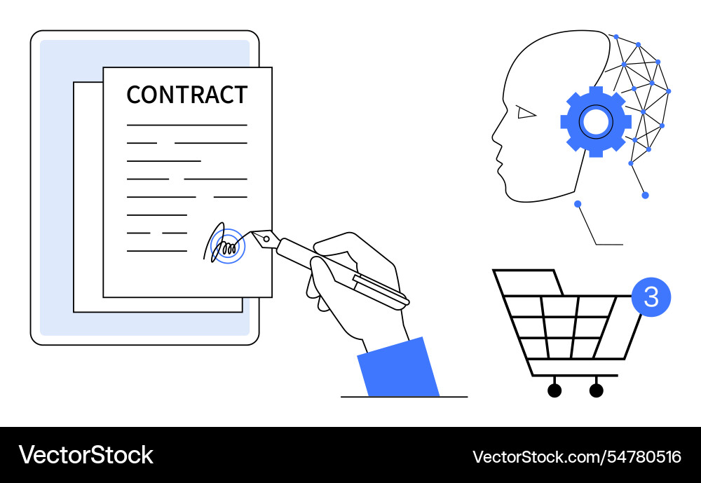 Digital contract signing with ai integration Digital contract signing with ai integration vector image