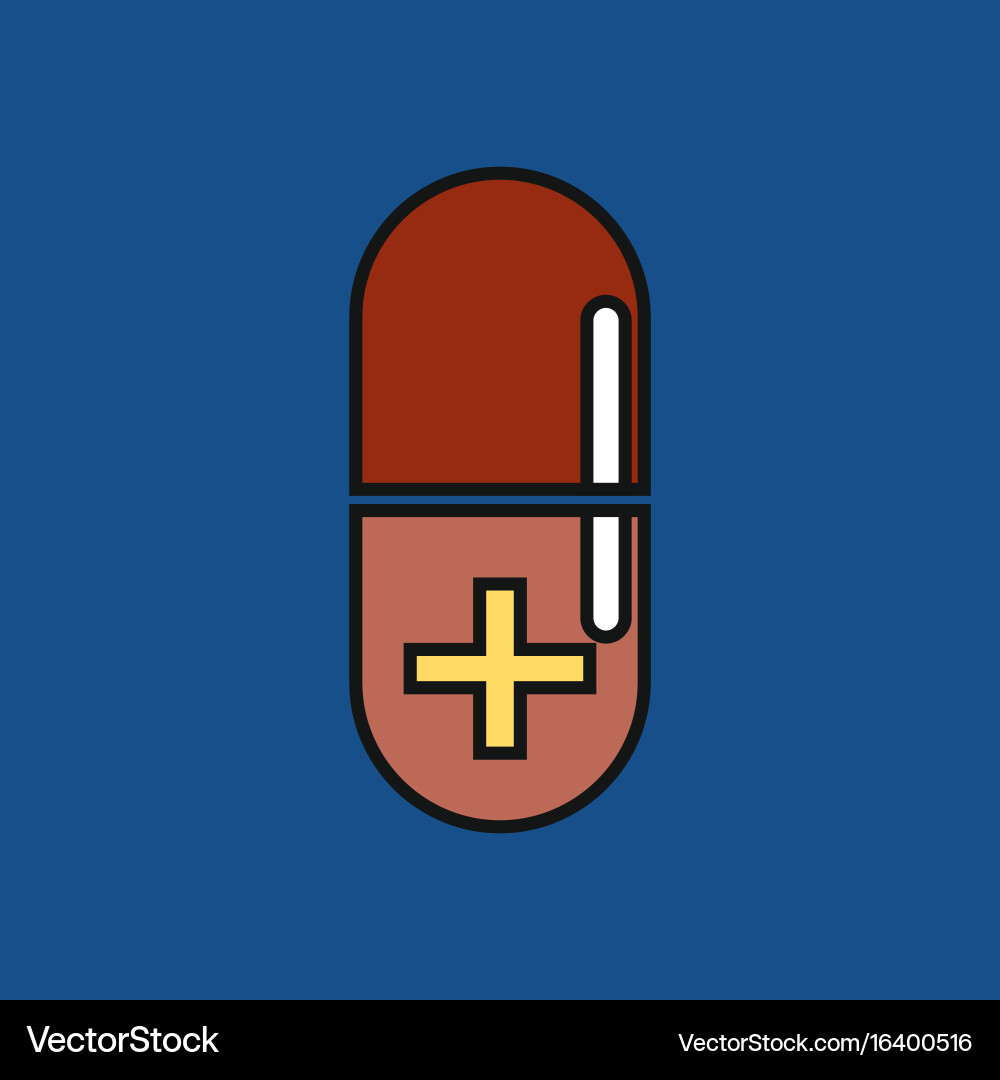 Flat icon design collection capsule with cross Vector Image
