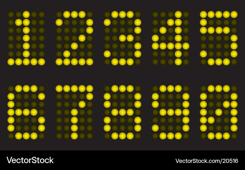 Glowing Digit Matrix Display vector image