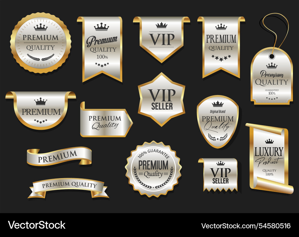 Golden luxury labels and badges gold premium Vector Image