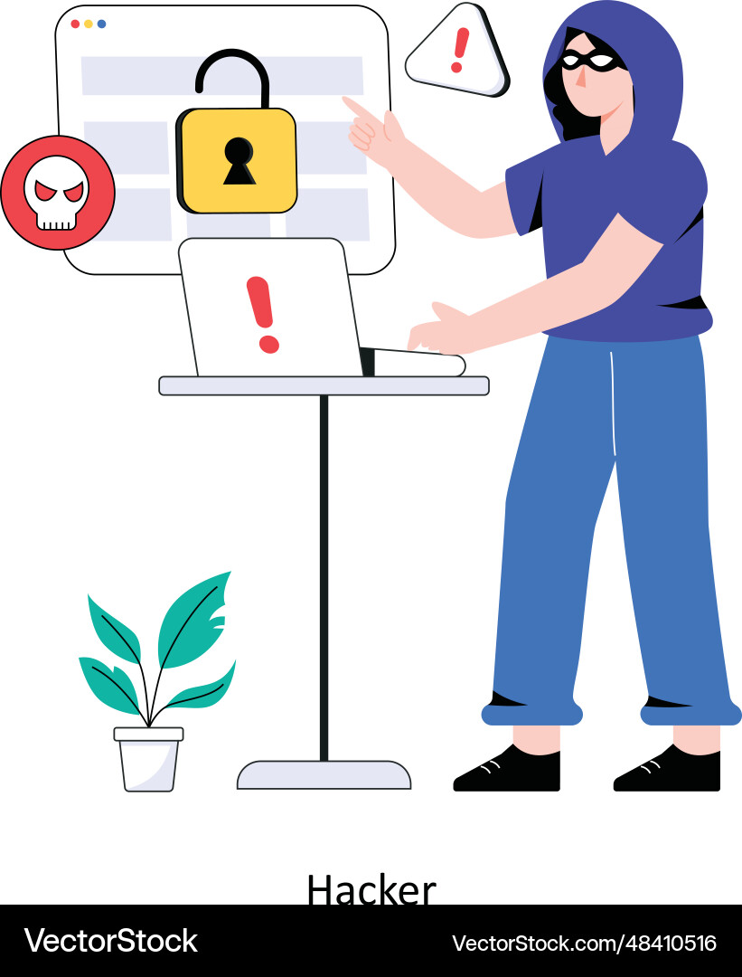 Hacker flat style design stoc vector image