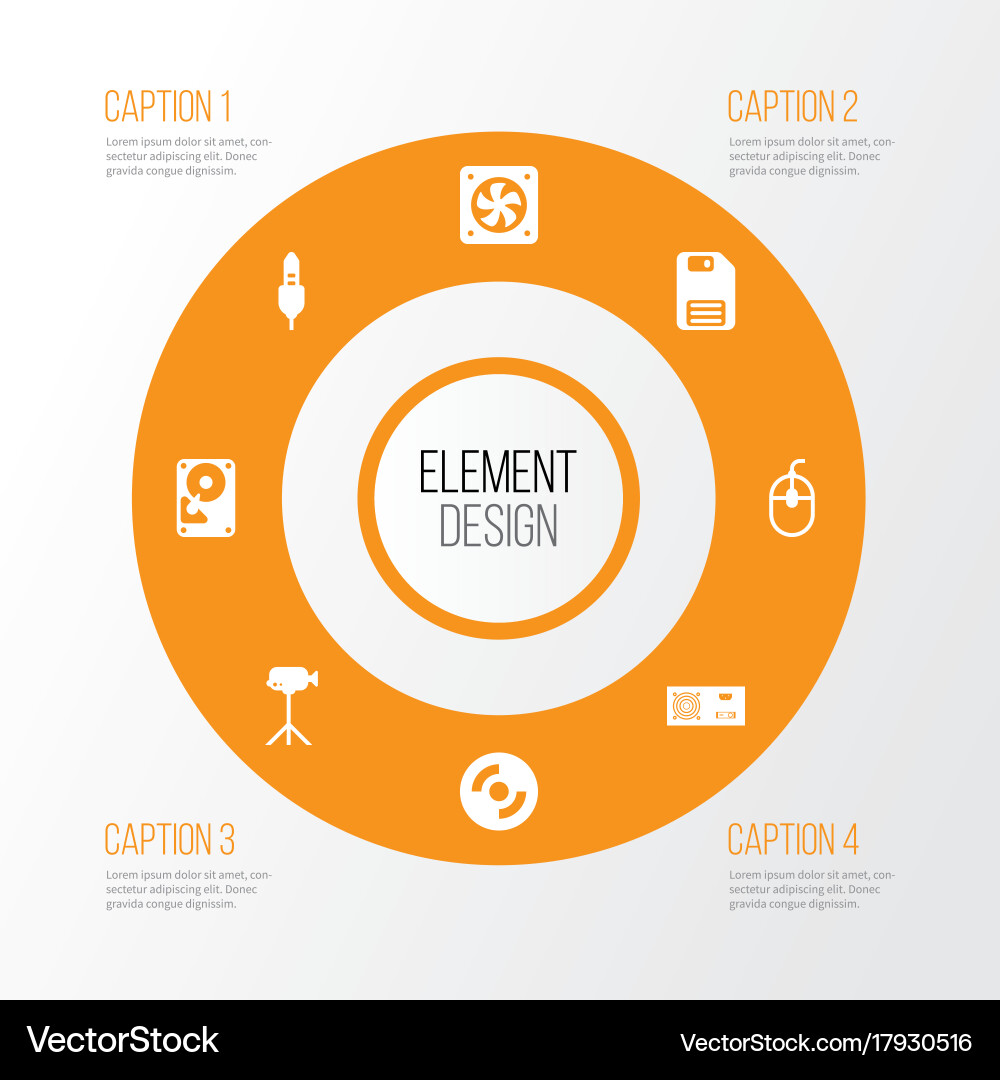 Hardware icons set collection of control device vector image