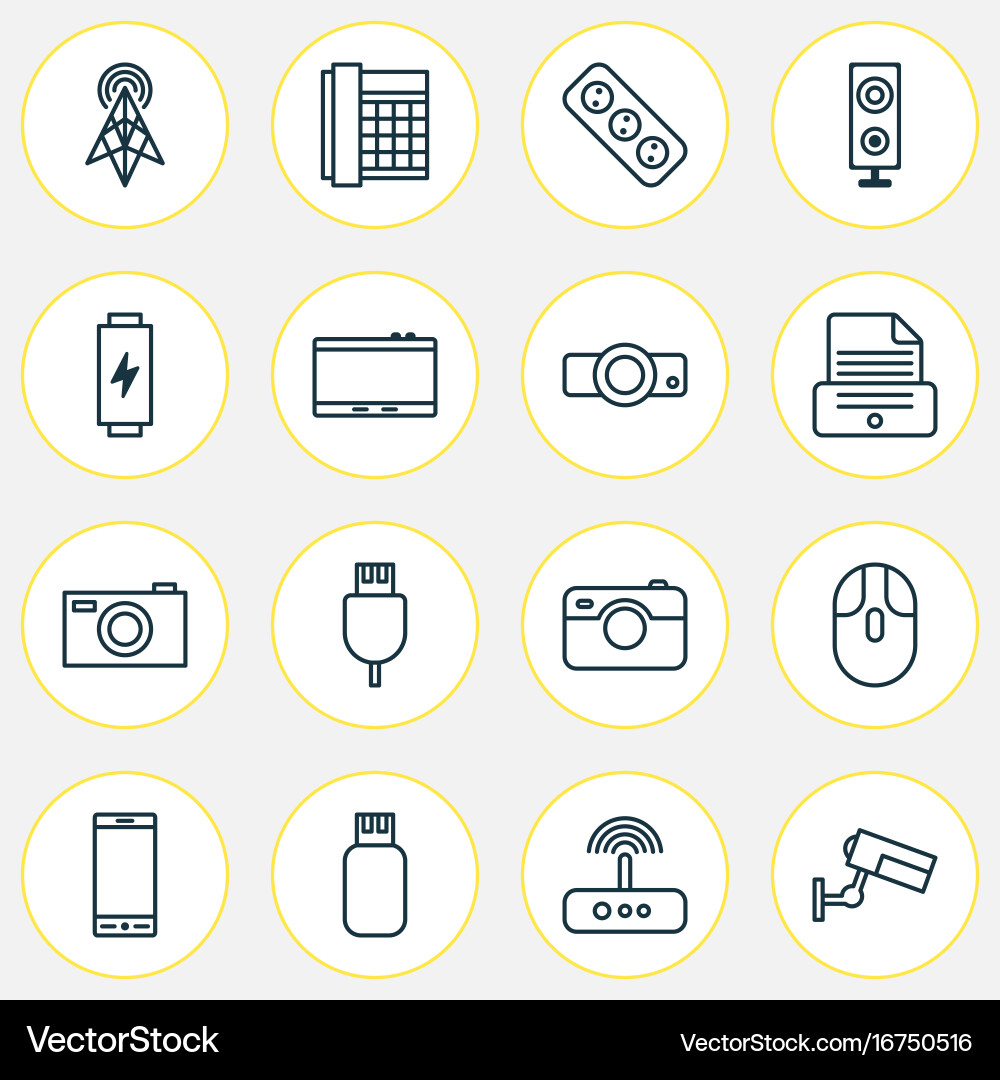 Hardware icons set collection of usb universal Vector Image