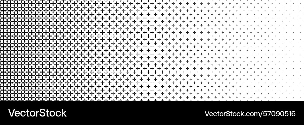 Horizontal black halftone of sharp cross or plus Horizontal black halftone of sharp cross or plus vector image