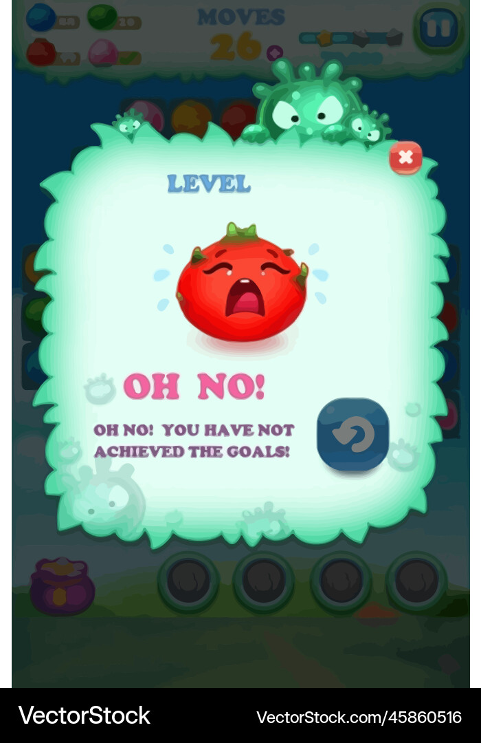 Komplettes Set von Level-Taste Spiel ui Pop-up-Symbol Vektorbild