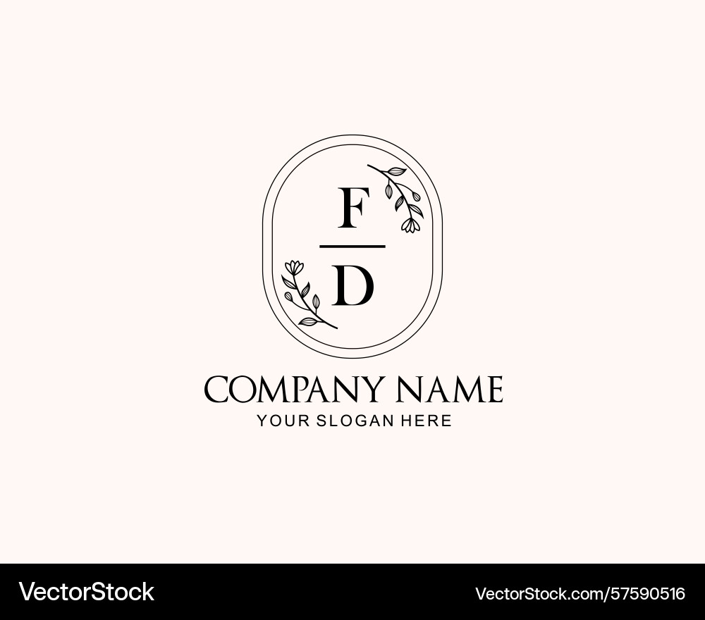 Minimalist fd monogram logos with botanical Vector Image