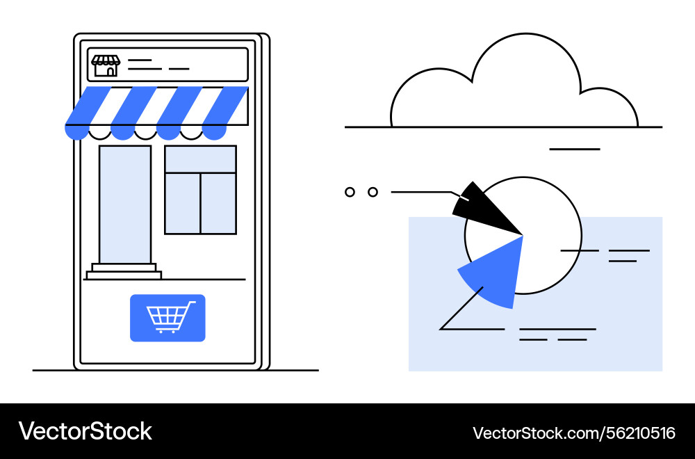 Online storefront with shopping cart icon and data Online storefront with shopping cart icon and data vector image