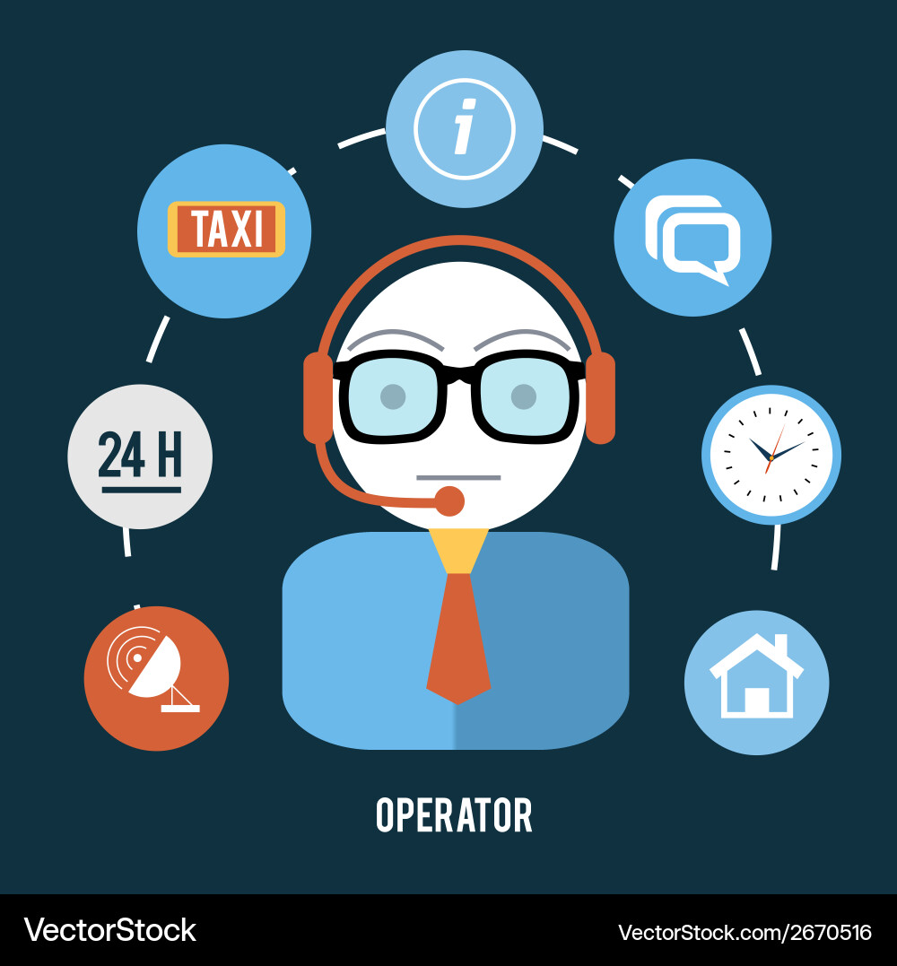 Operator with different item icons Vector Image