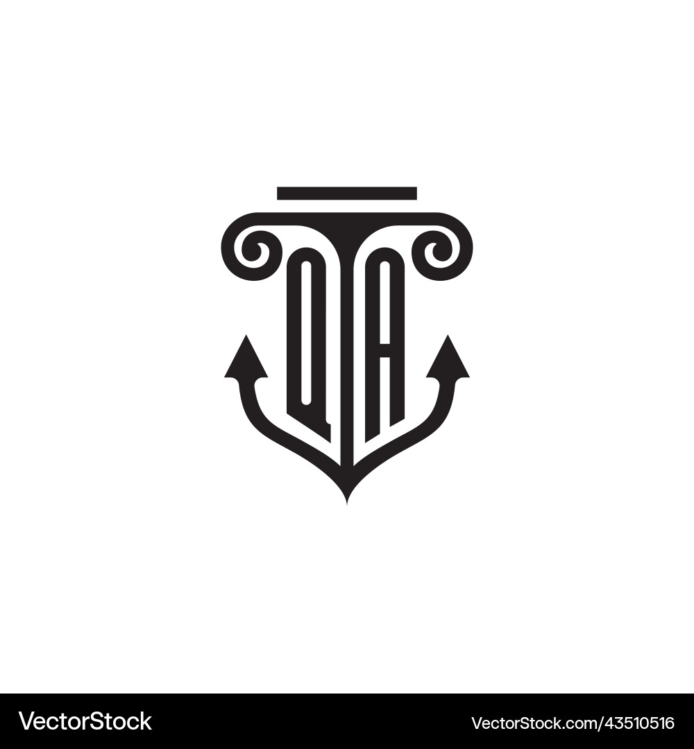 Qa pillar and anchor ocean initial logo concept Qa pillar and anchor ocean initial logo concept Vector Image