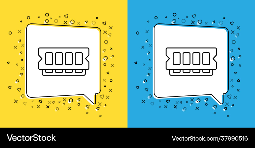 Set line ram random access memory icon isolated Set line ram random access memory icon isolated vector image