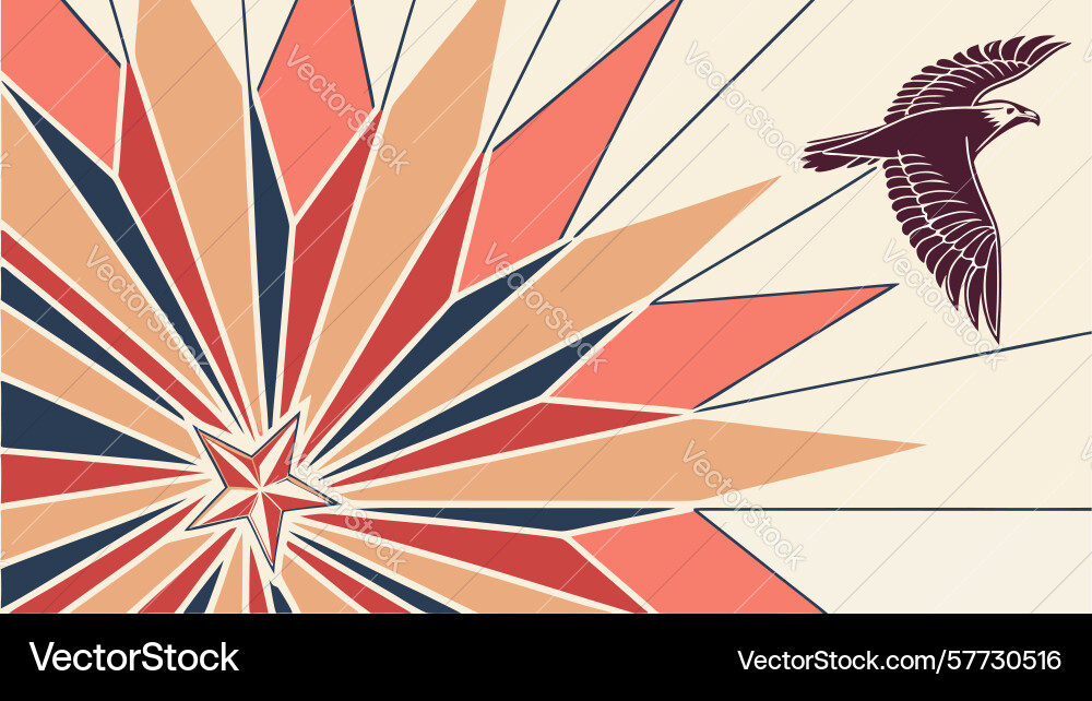 Sunburst abstract pattern with flying birds Vector Image