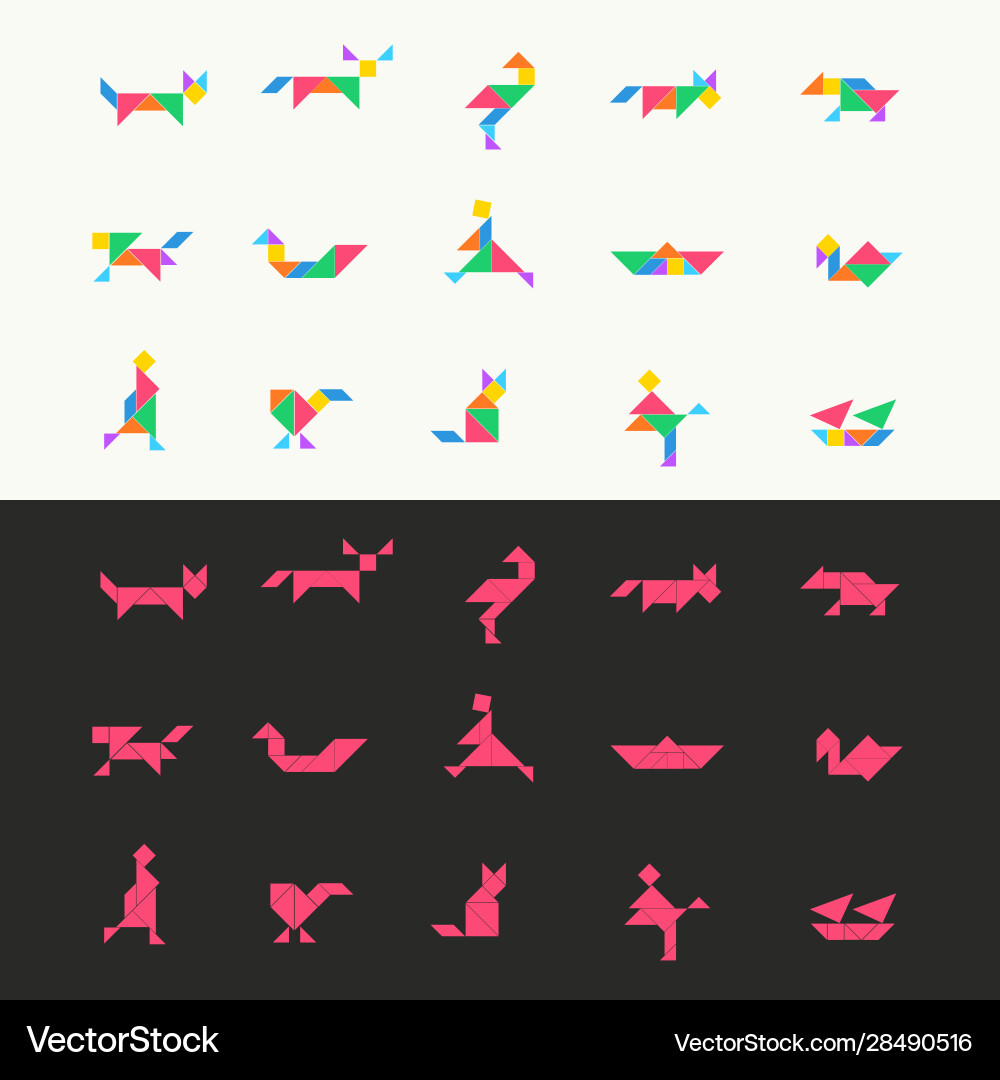 Tangram Puzzle - Geometric Shapes vector image