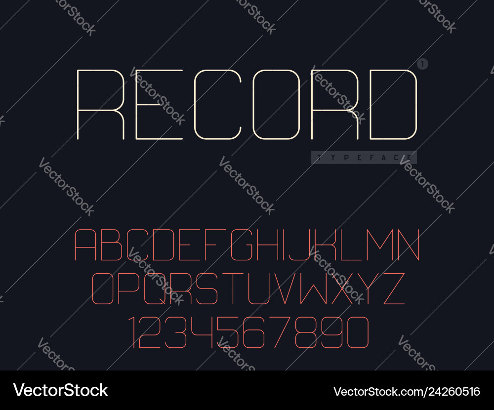 Thin line uppercase font Vector Image