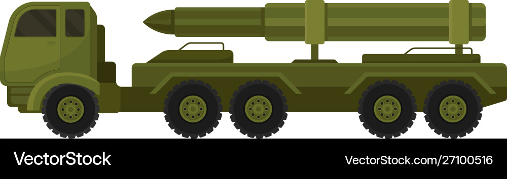 Truck with a rocket on platform Royalty Free Vector Image