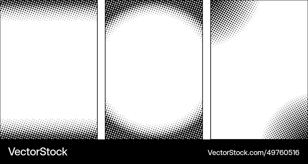 Vertical halftone dots pattern frames Vertical halftone dots pattern frames vector image