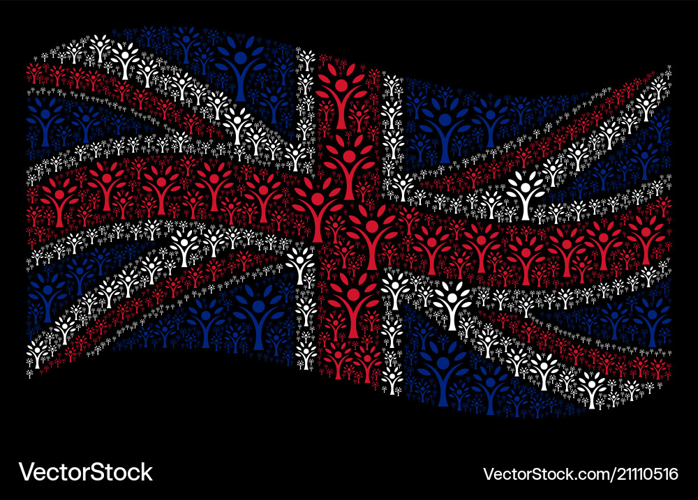 Waving great britain flag pattern of eco man items Waving great britain flag pattern of eco man items vektorbild
