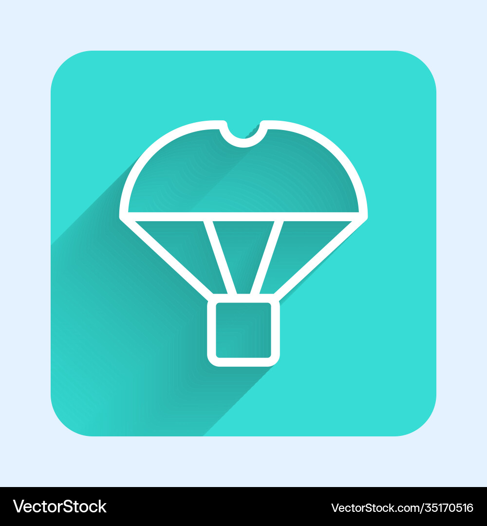 White line box flying on parachute icon isolated White line box flying on parachute icon isolated vector image