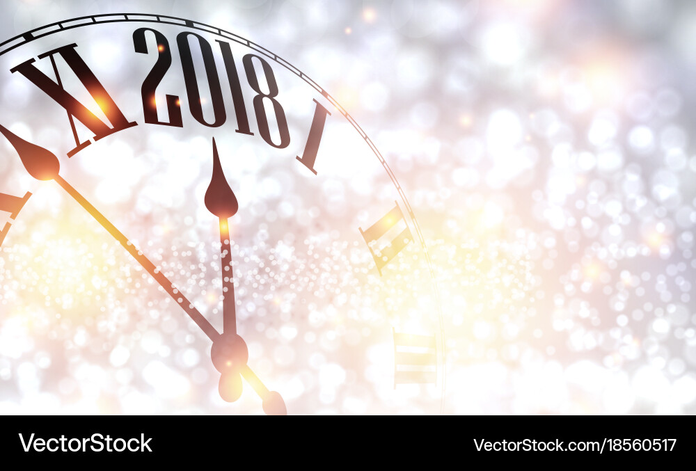 2018 new year background with clock Vector Image