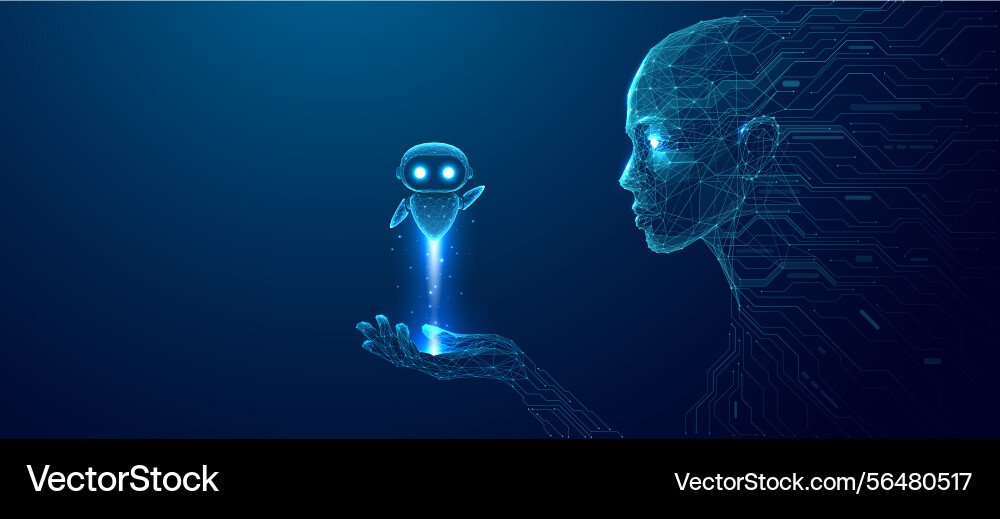 Ai robot an artificial intelligence agent machine vector image