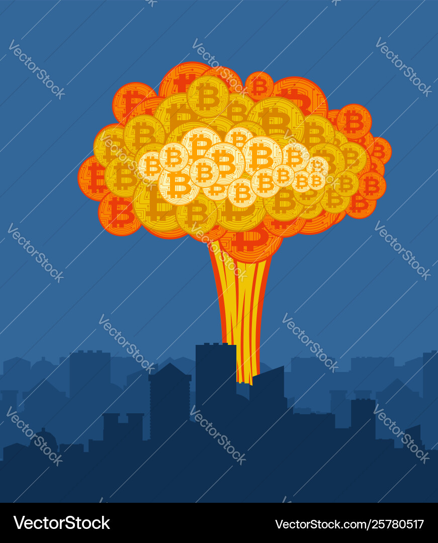 Bitcoin Explosion - Crypto Cloud – Royalty-Free Vector | VectorStock