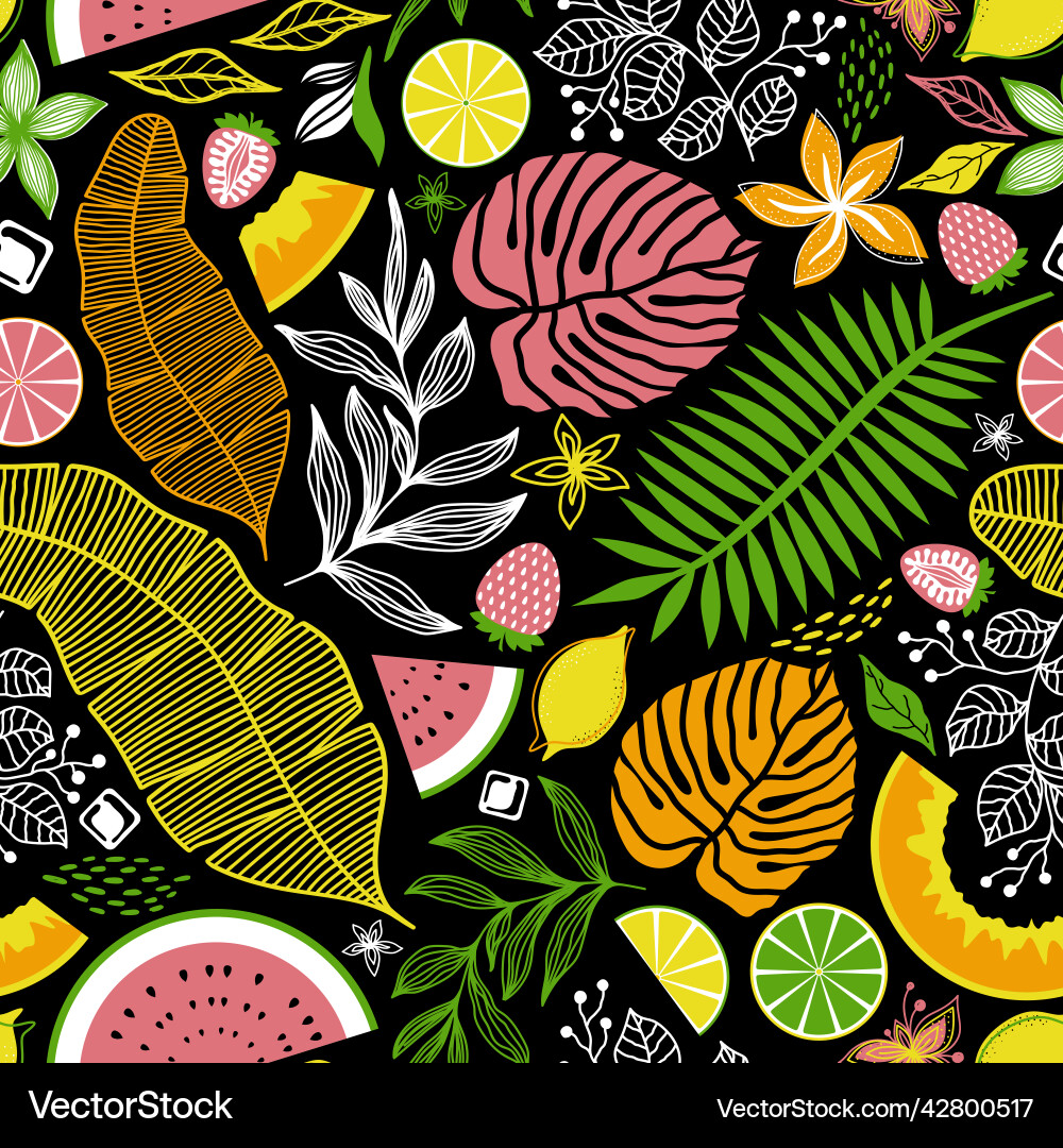 Black seamless pattern with bright multicolored Black seamless pattern with bright multicolored vector image