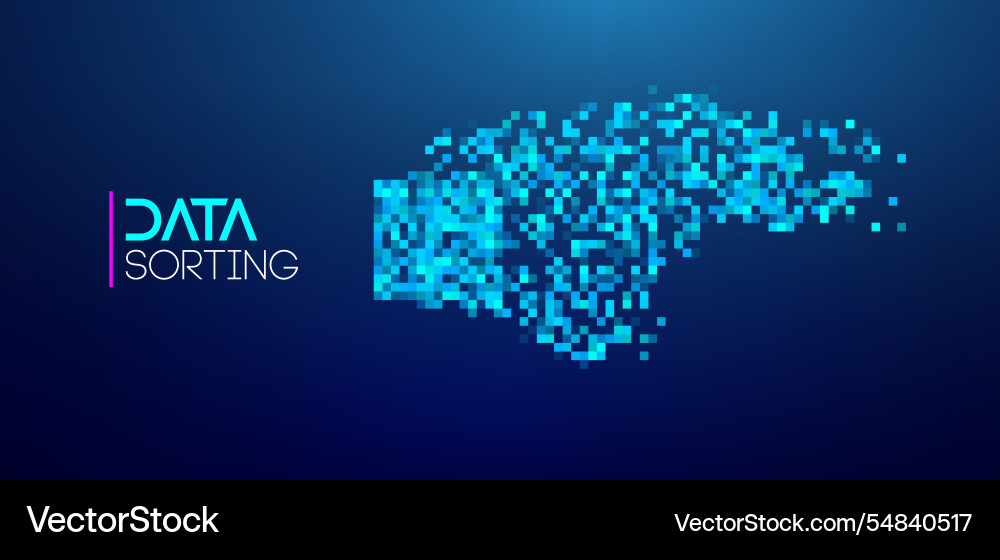 Blue pixelated abstract representation of big data vector image