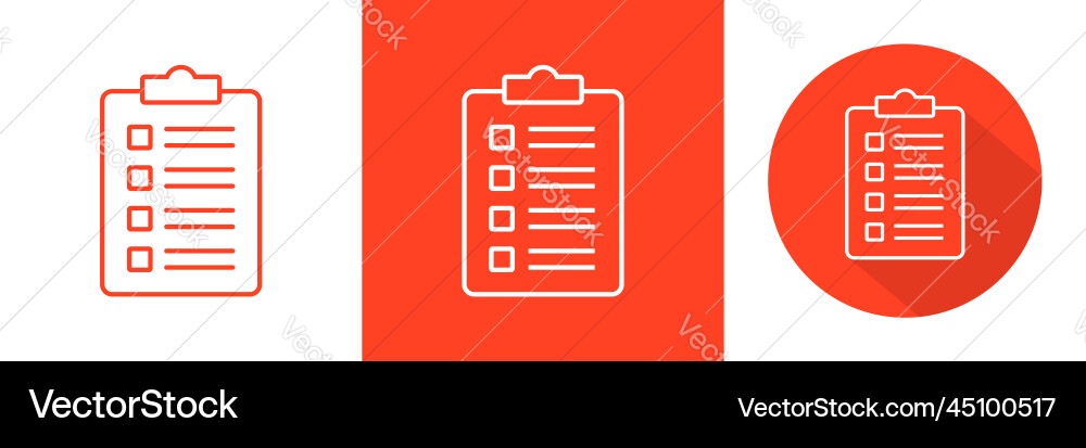 Clipboard document flat line shadow icon set Vector Image