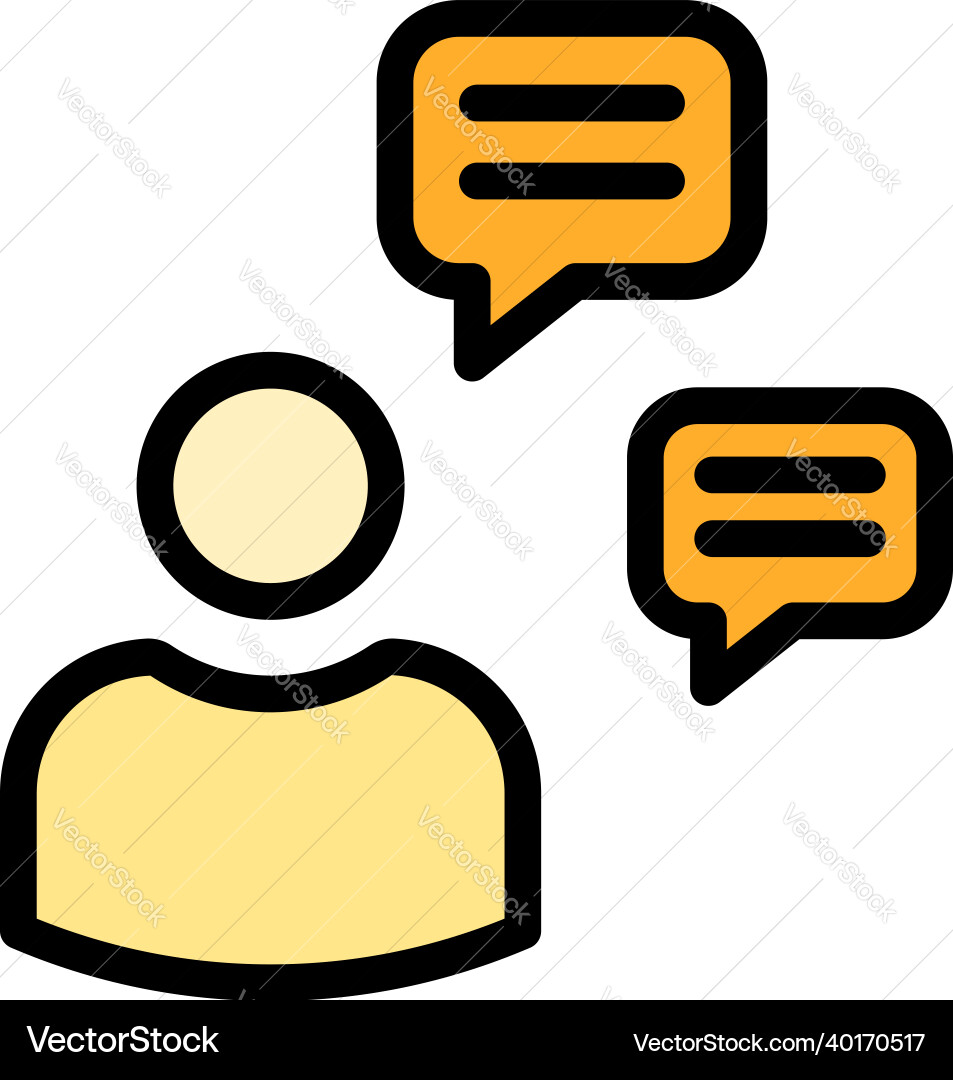 Computer chat request icon color outline Vector Image