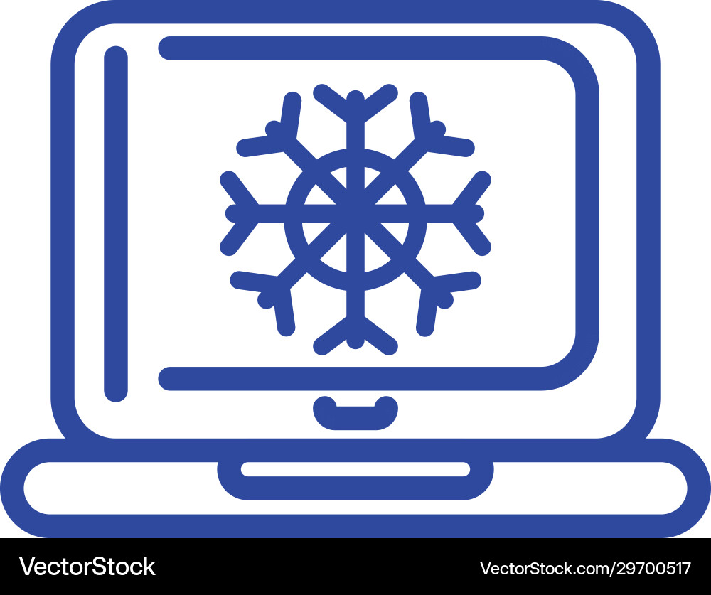 Computer with snowflake icon line style design Computer with snowflake icon line style design Vector Image
