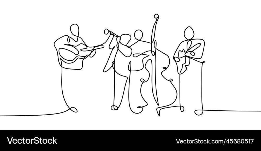 Continuous line drawing of jazz music vector image