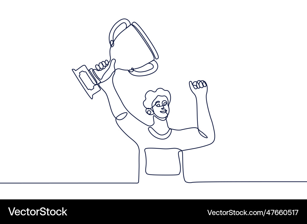 Cup in person hand line concept Cup in person hand line concept vector image