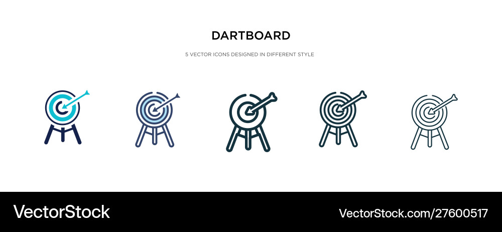 Dartboard icon in different style two colored Dartboard icon in different style two colored vector image