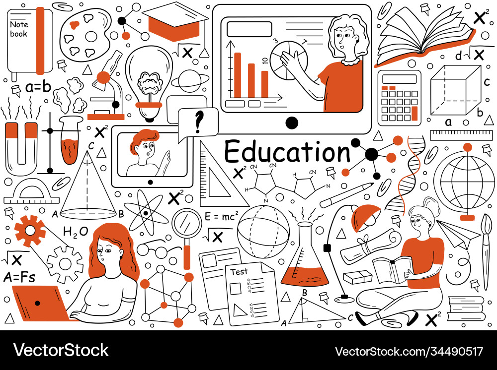 Education doodle set Royalty Free Vector Image