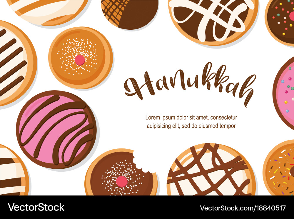 Hanukkah Doughnut Jüdisch Urlaubssymbol süß vektorbild