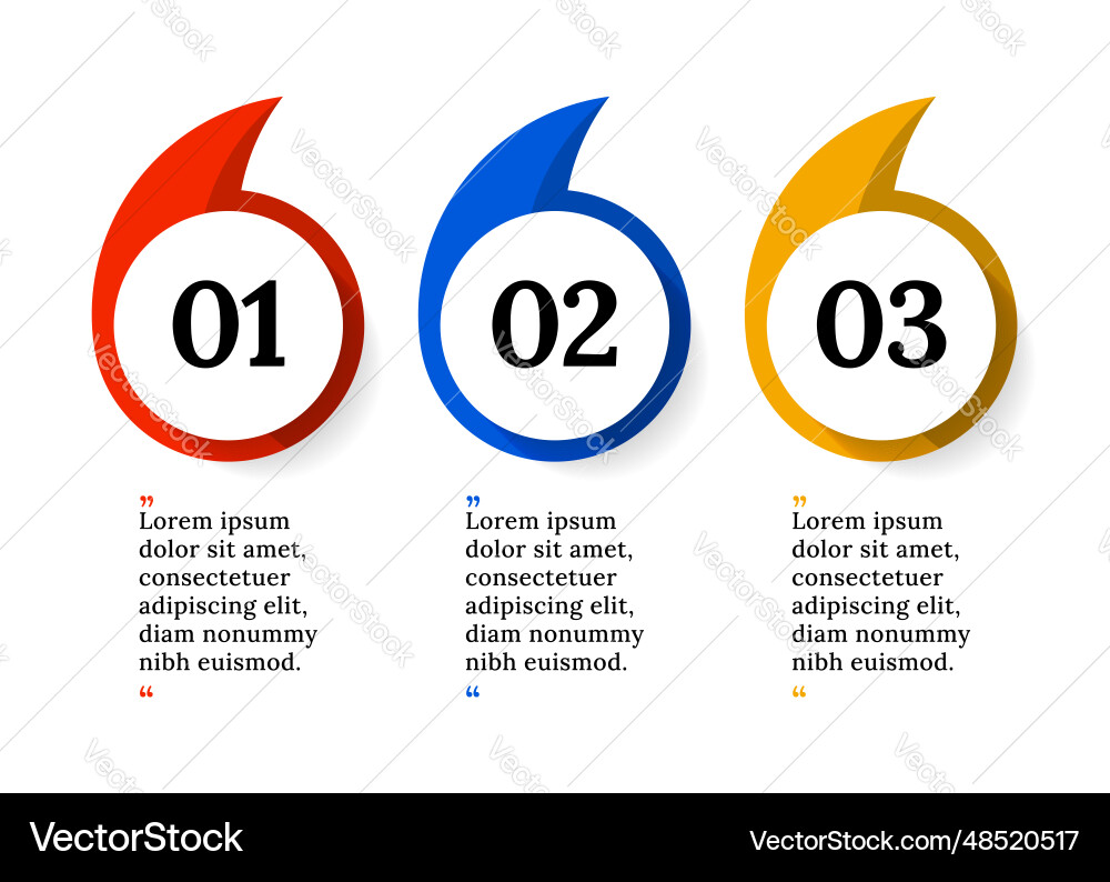 Infographic template 3 marks with numbers Infographic template 3 marks with numbers vector image