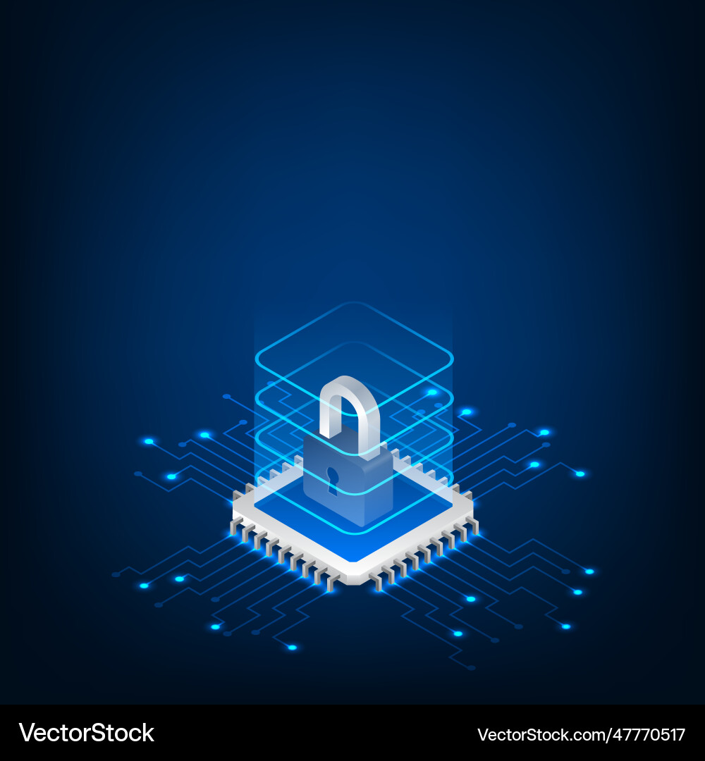 Isometric security cpu microchip digital Isometric security cpu microchip digital Vector Image