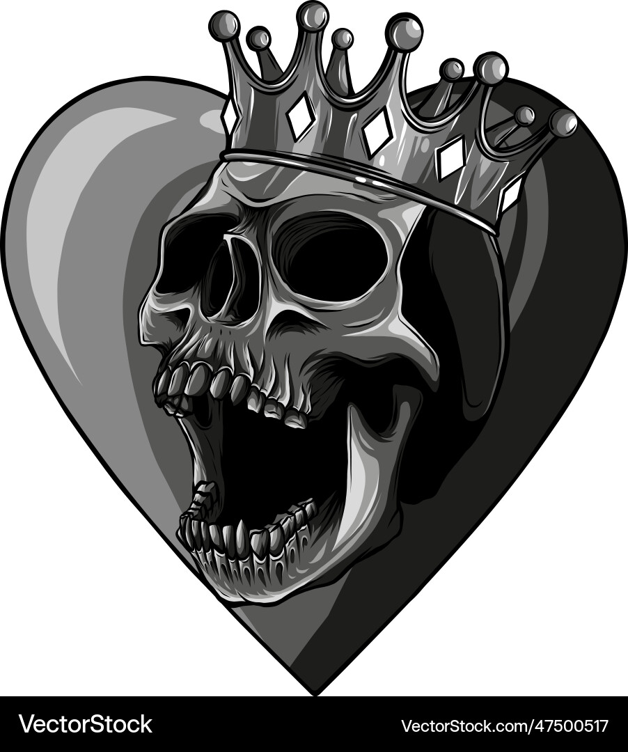 Monochromatic skull with crown on white background Monochromatic skull with crown on white background vector image