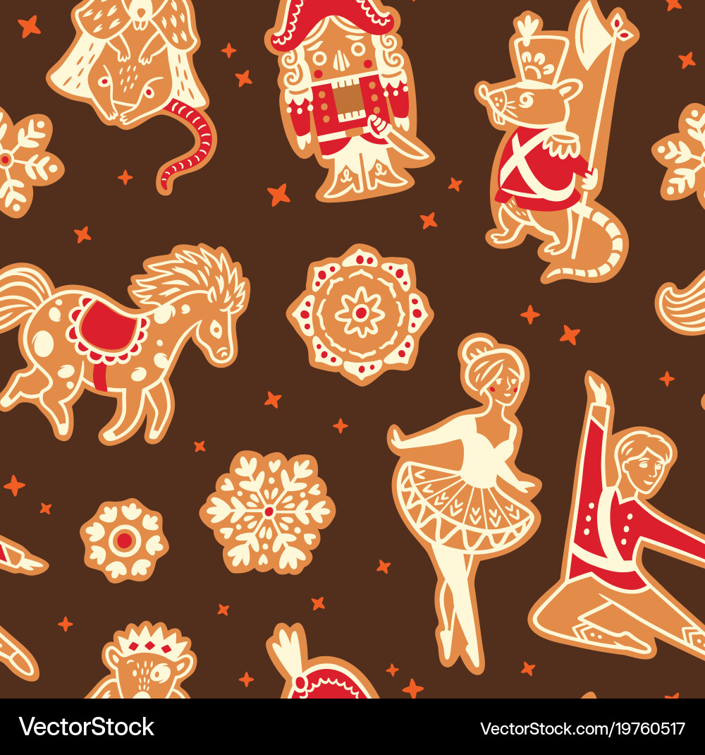 Nutcracker Gingerbread Pattern vector image