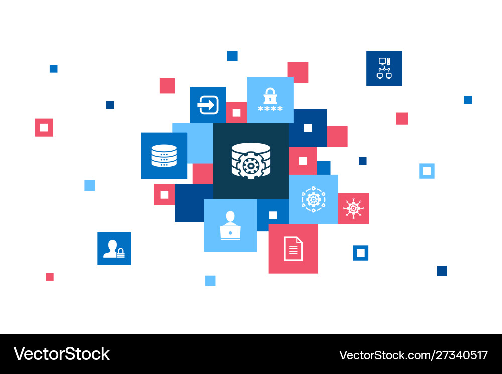 Pixel Icon System - Data & Security vector image