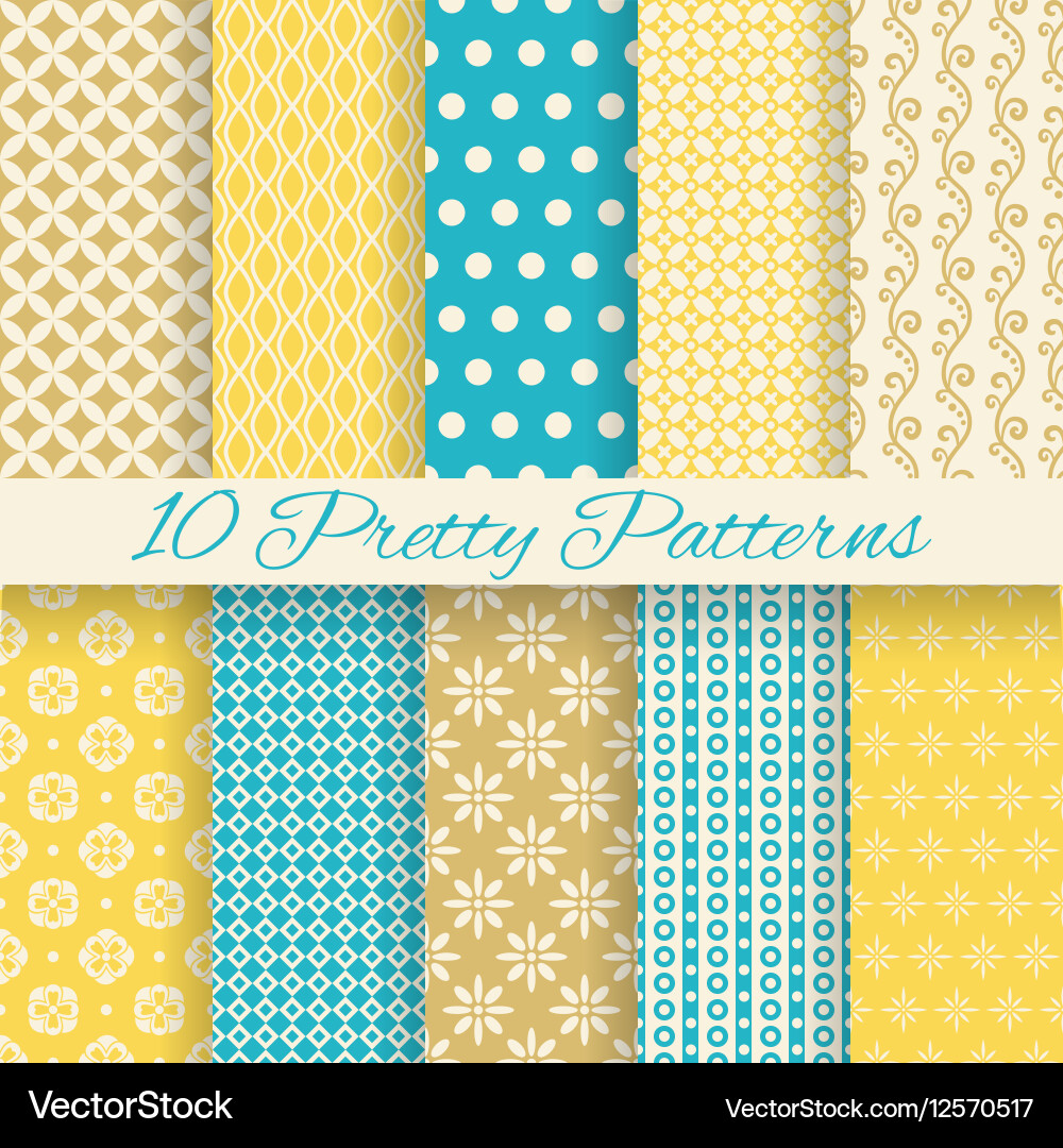 Retro different seamless patterns vector image
