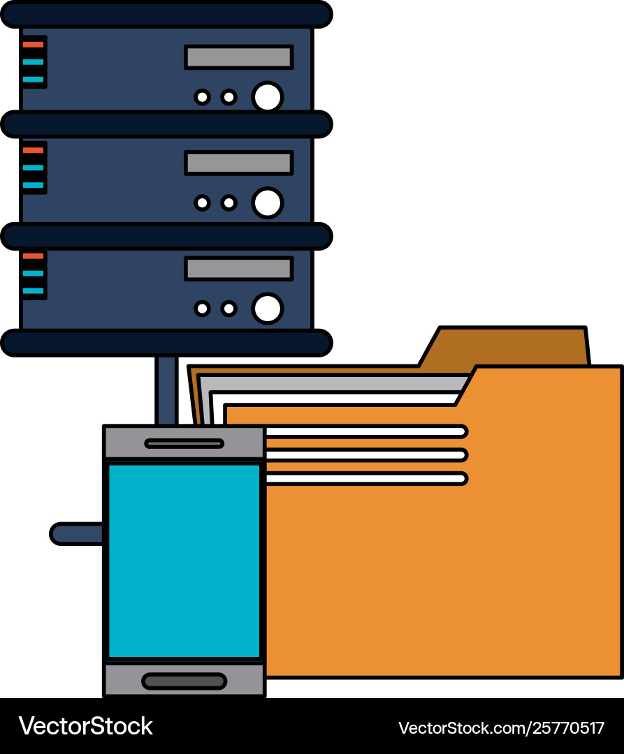Servers and database technology symbols Servers and database technology symbols vector image