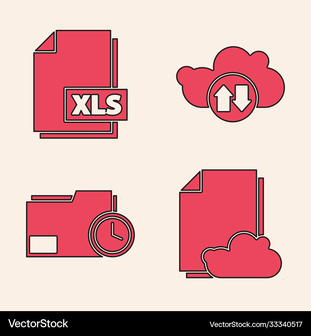 Set cloud storage text document xls file Set cloud storage text document xls file vector image