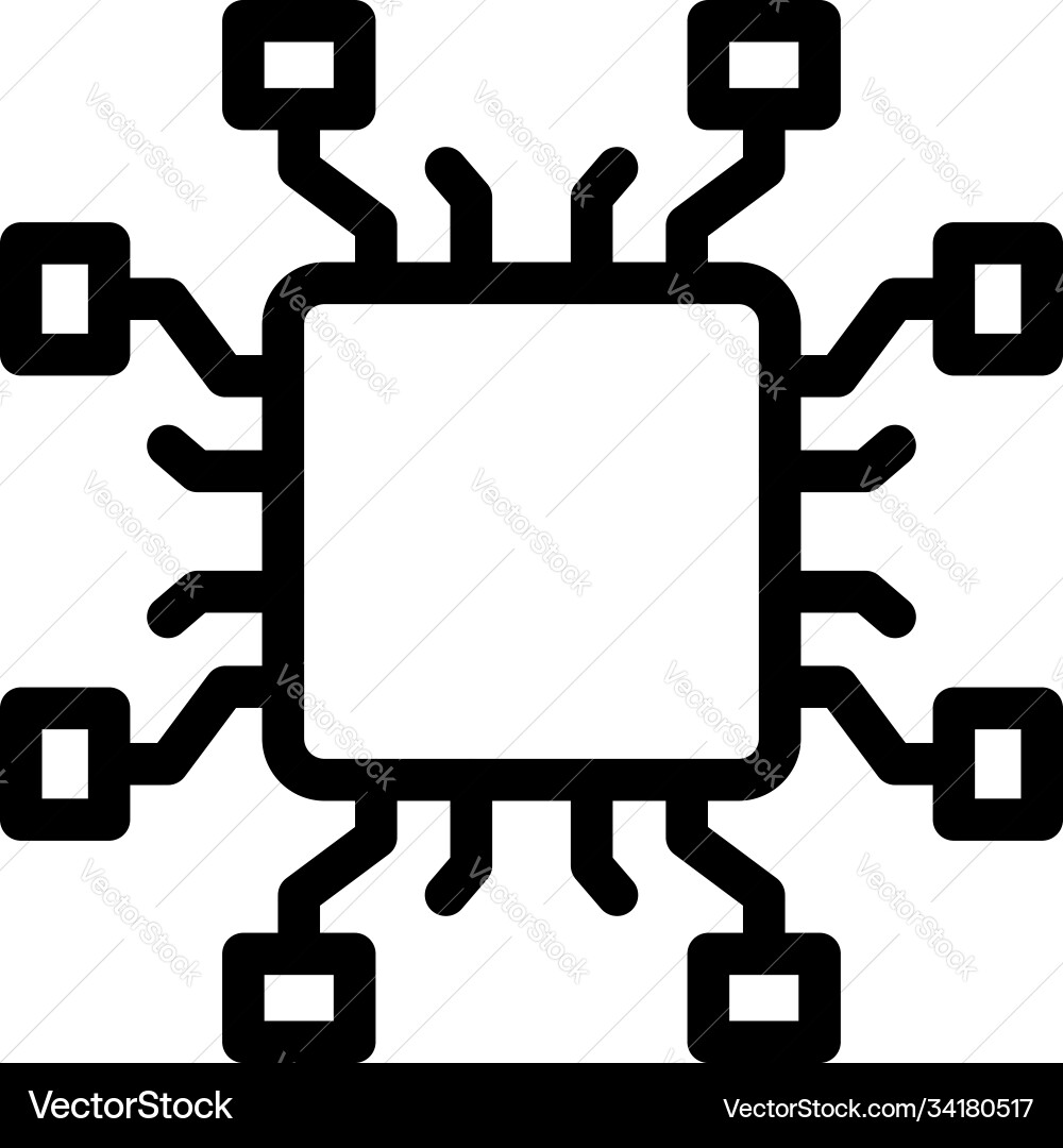 Smart processor icon outline style Smart processor icon outline style vector image
