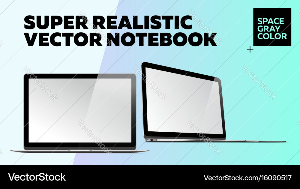 Super realistic notebook with blank screen vector image