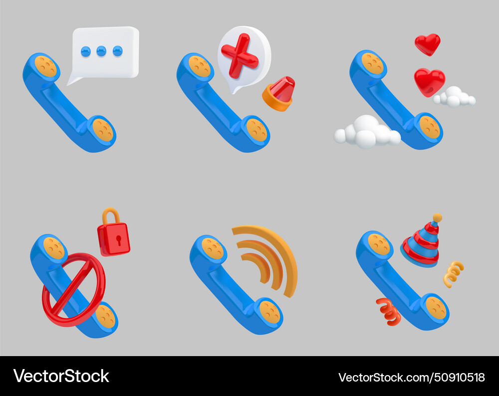 3d call icon phone customer service contact Vector Image