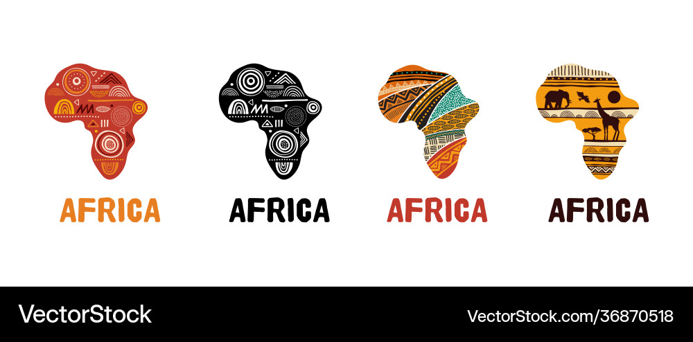 Africa patterned map collection logo design Africa patterned map collection logo design vector image