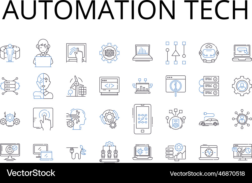 Automation tech line icons collection digital Automation tech line icons collection digital vector image
